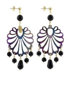 Orecchini Chandelier Conchiglia Plexi Nero