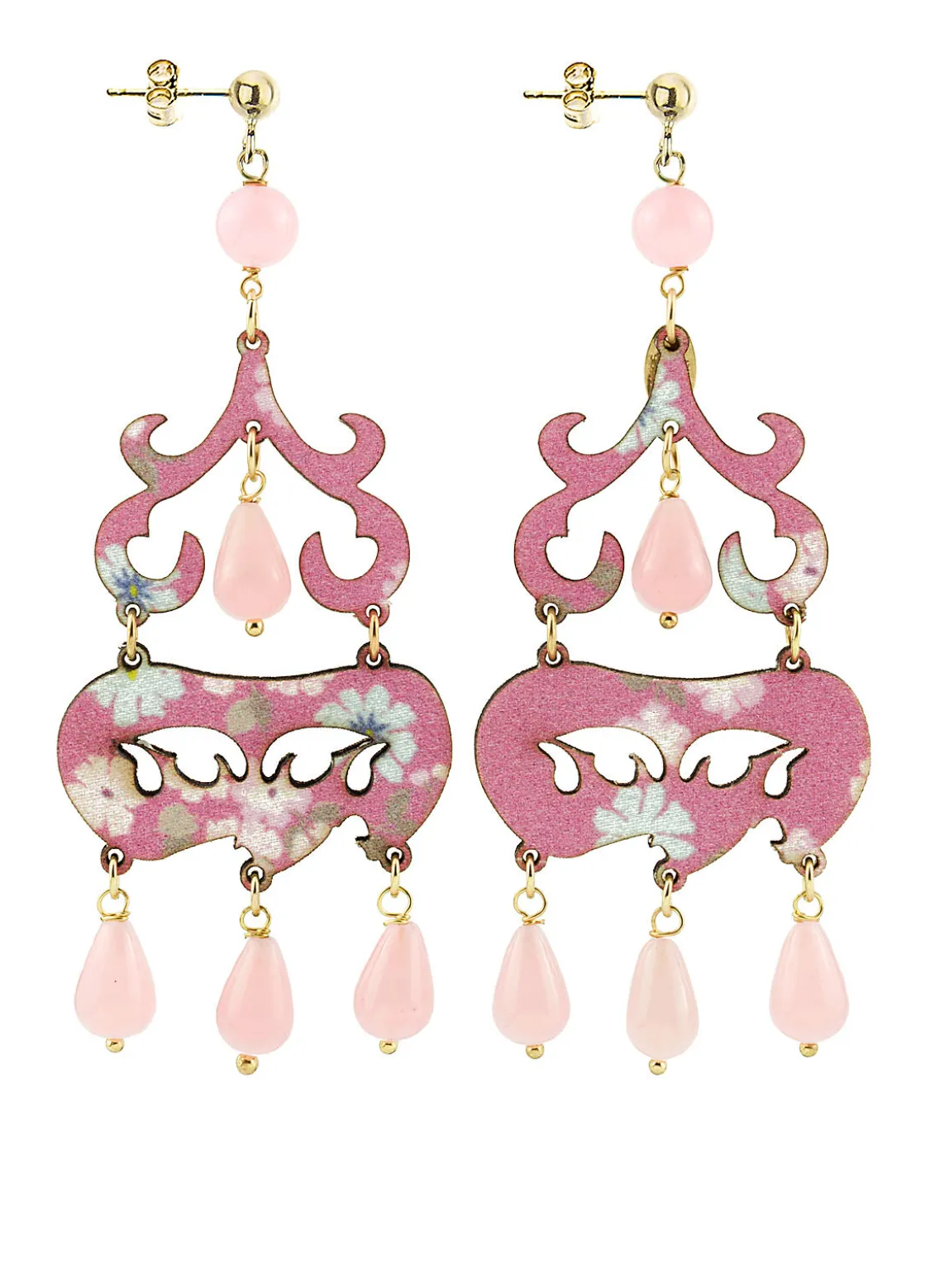 Orecchini Chandelier Corto Rosa