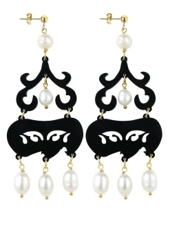 Orecchini Chandelier Corto Plexi Nero