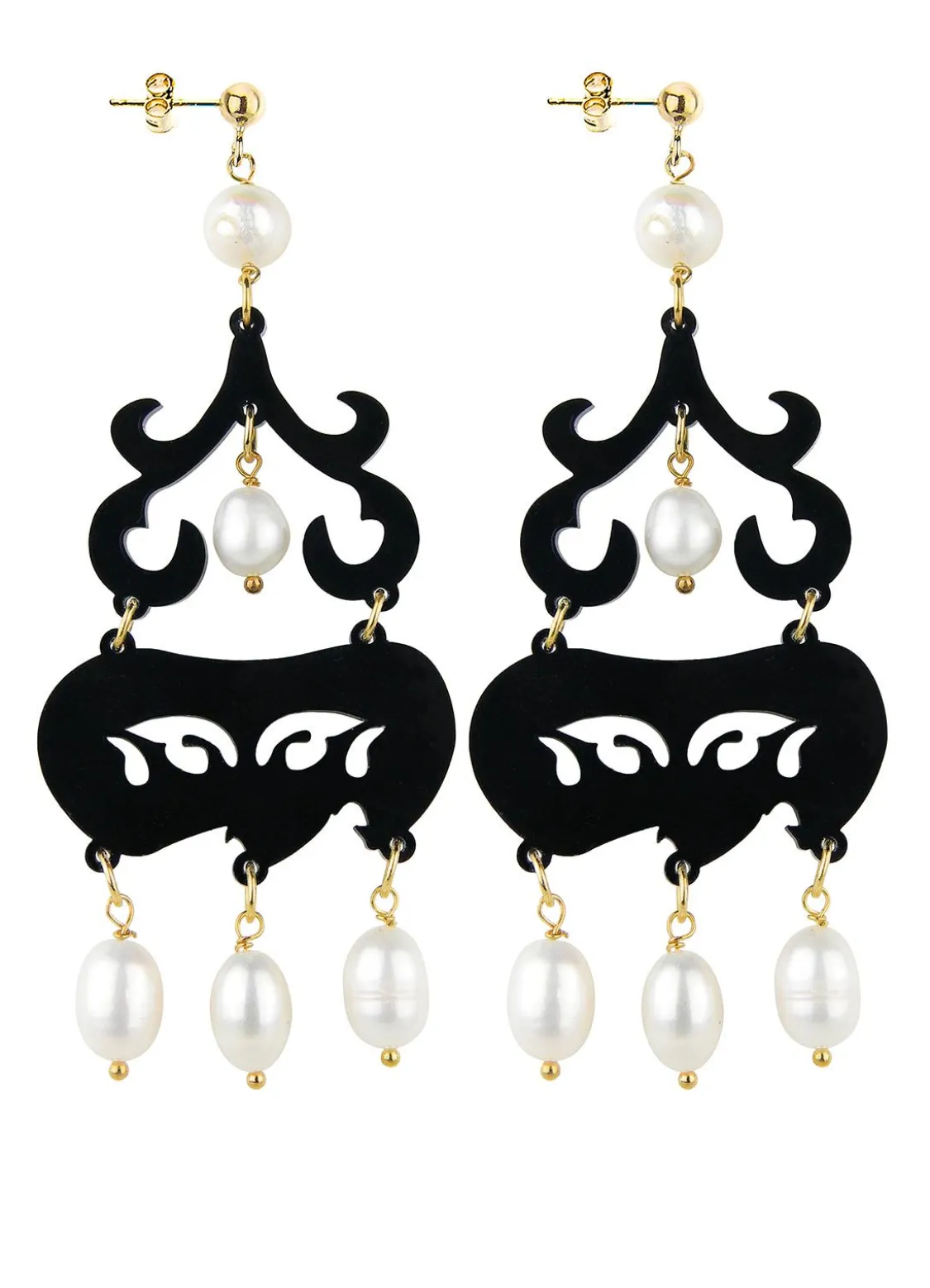 Orecchini Chandelier Corto Plexi Nero
