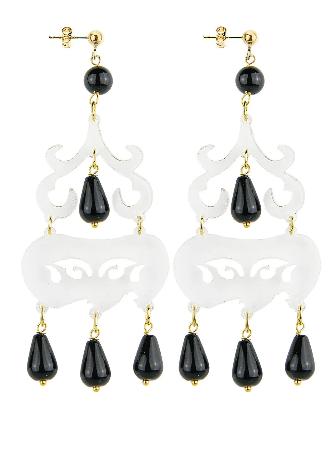 Orecchini Chandelier Corto Plexi Trasparente