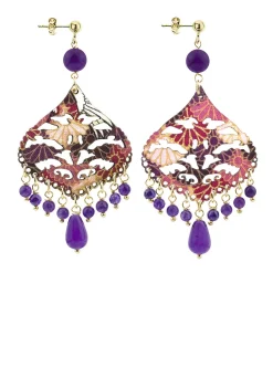 Orecchini Chandelier Goccia Viola