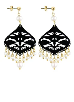 Orecchini Chandelier Goccia Plexi Nero