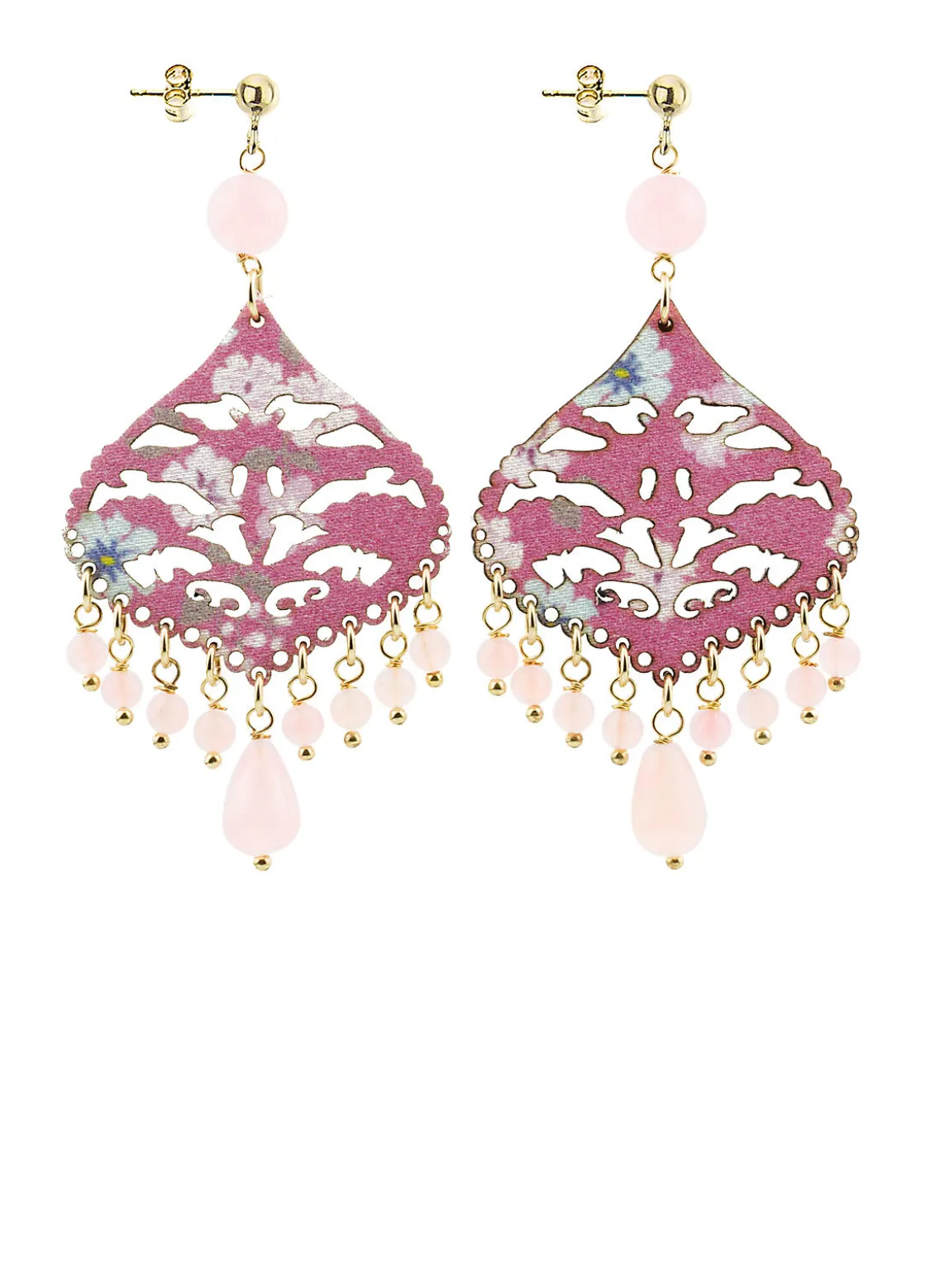 Orecchini Chandelier Goccia Rosa