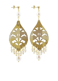 Orecchini Chandelier Goccia Lunga Plexi Perla