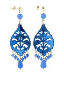 Orecchini Chandelier Goccia Lunga Pexi Azzurro