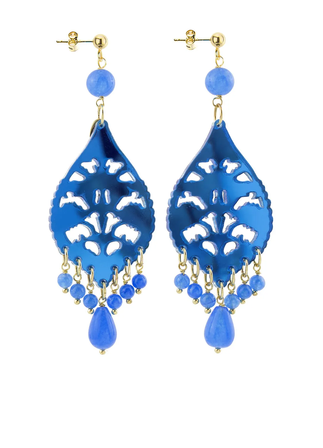 Orecchini Chandelier Goccia Lunga Pexi Azzurro