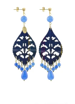 Orecchini Chandelier Goccia Lunga Pexi Azzurro
