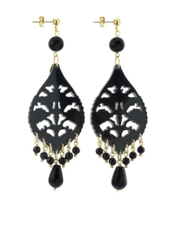 Orecchini Chandelier Goccia Lunga Plexi Nero