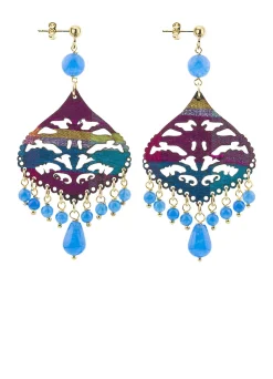 Orecchini Chandelier Goccia Azzurro