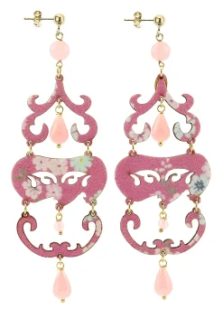 Orecchini Chandelier Lungo Rosa