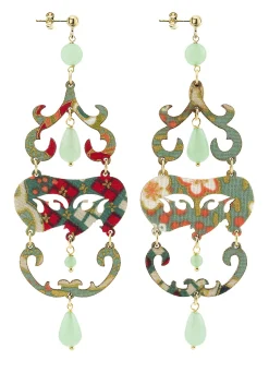 Orecchini Chandelier Lungo Verde Giada