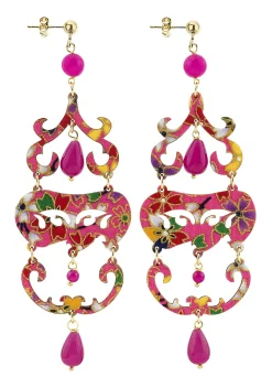 Orecchini Chandelier Lungo Fucsia
