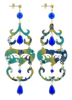 Orecchini Chandelier Lungo Blu