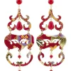 Orecchini Chandelier Lungo Rubino