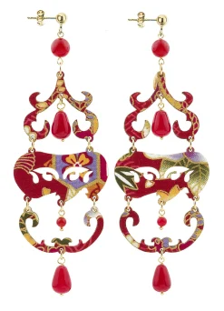 Orecchini Chandelier Lungo Rubino