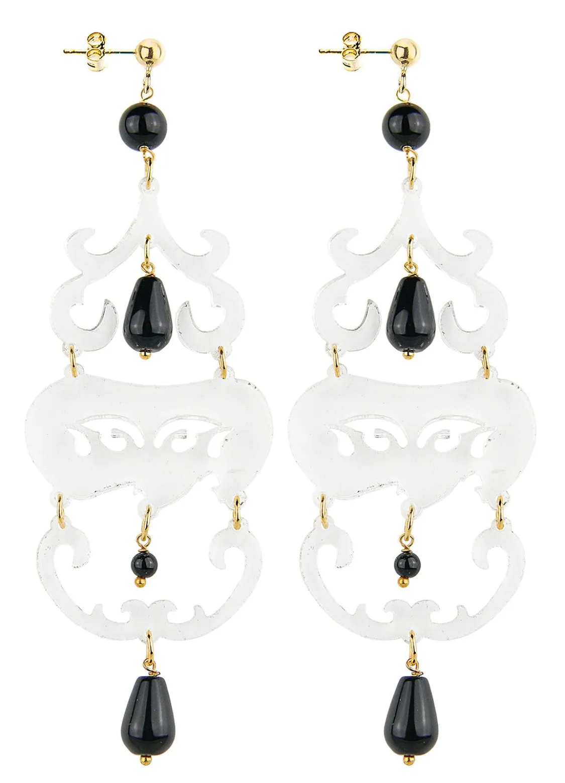 Orecchini Chandelier Lungo Plexi Trasparente