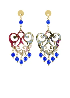 Orecchini Chandelier Palma Mini Blu