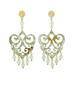 Orecchini Chandelier Palma Mini Verde Giada