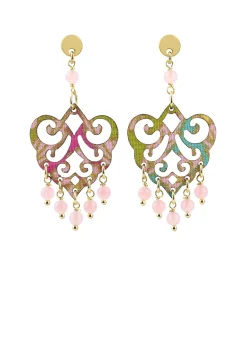 Orecchini Chandelier Palma Mini Rosa