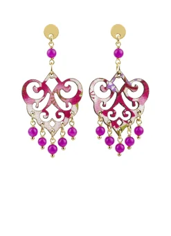 Orecchini Chandelier Palma Mini Fucsia