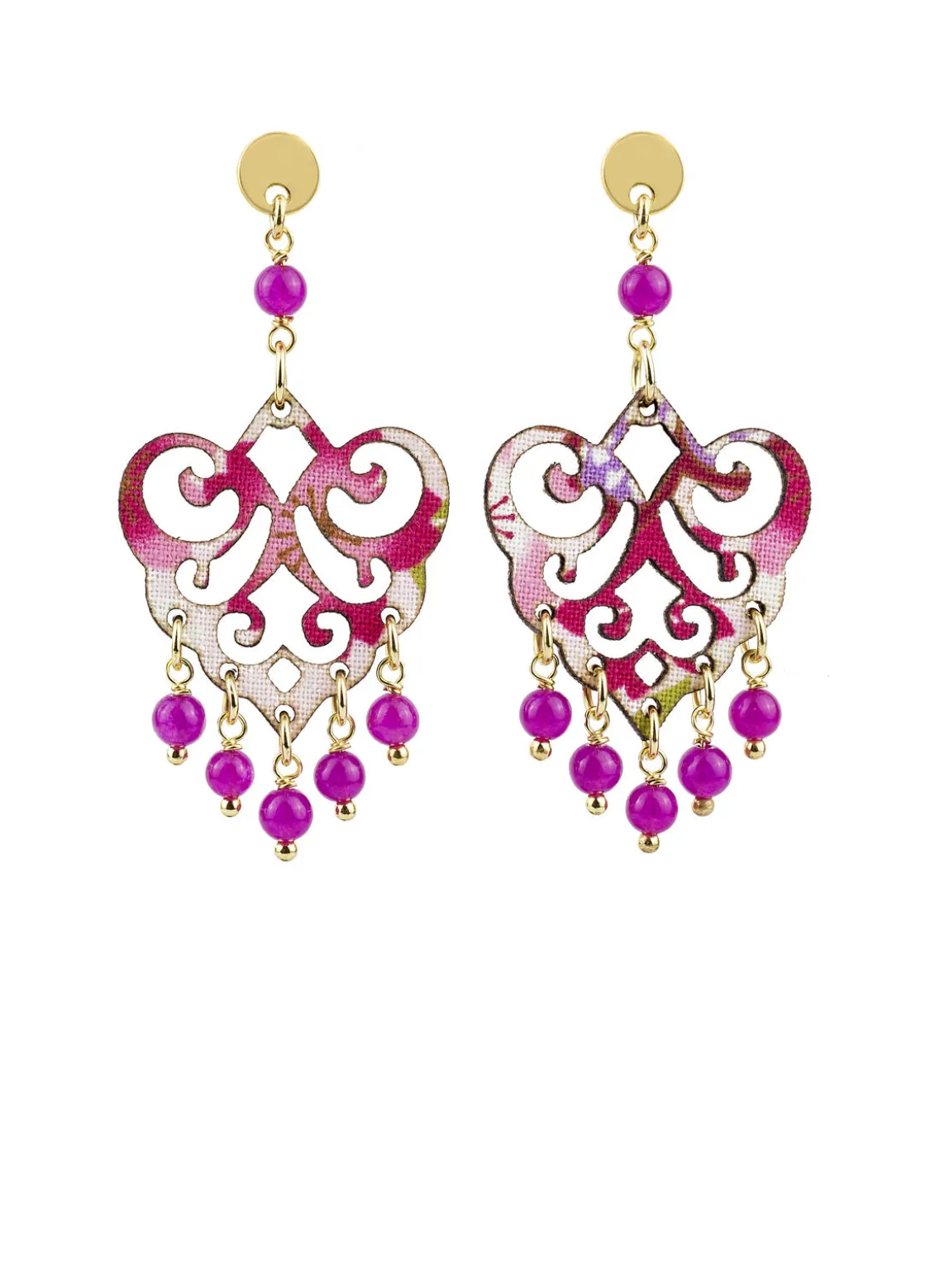 Orecchini Chandelier Palma Mini Fucsia
