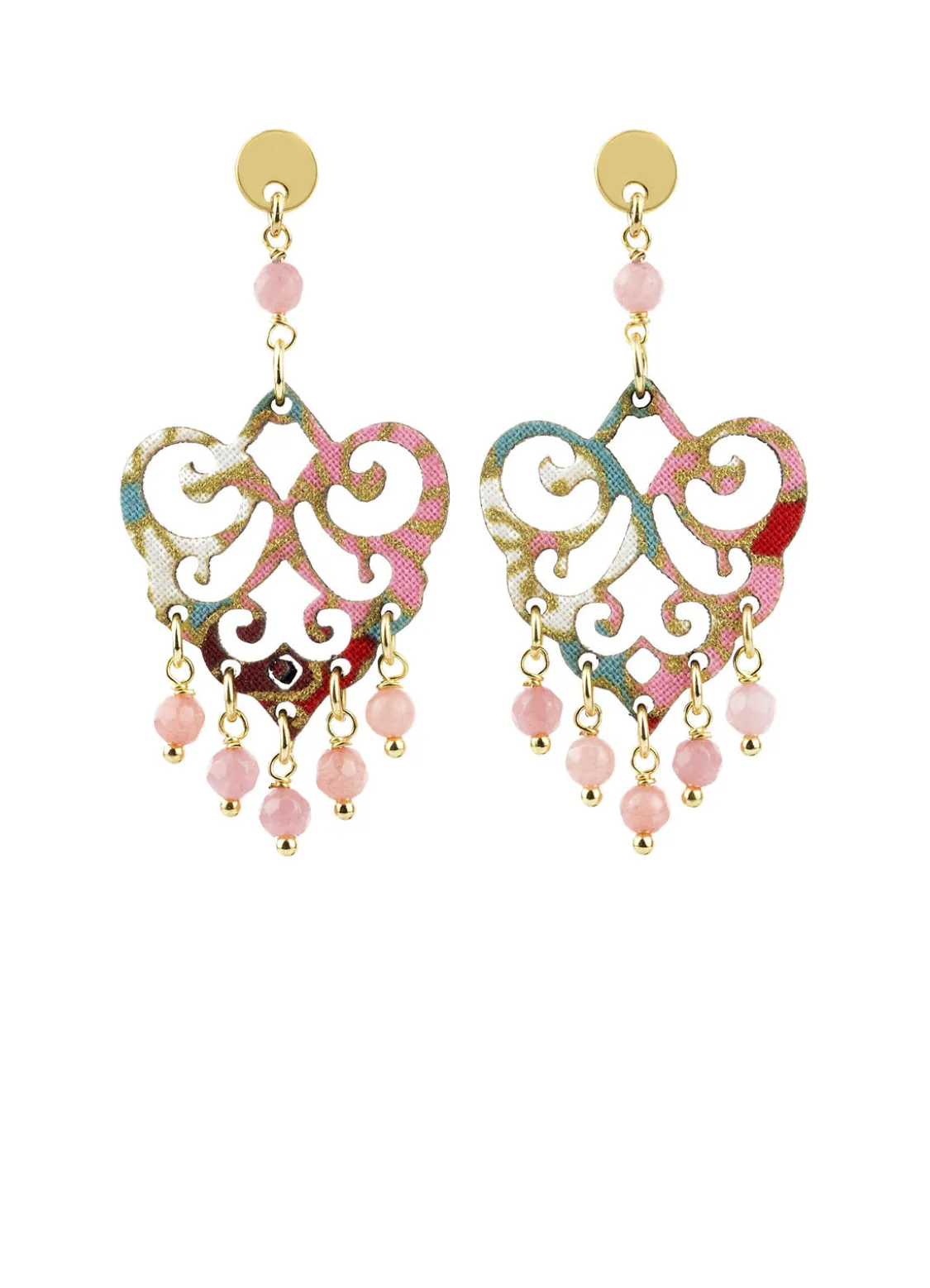 Orecchini Chandelier Palma Mini Rosa Sfumato