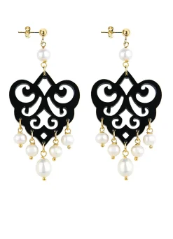 Orecchini Chandelier Palma Plexi Nero