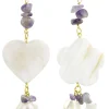 Orecchini Cuore E Fiore Madreperla Piccolo Viola