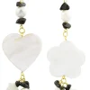 Orecchini Cuore E Fiore Madreperla Piccolo Nero