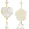 Orecchini Cuore E Fiore Madreperla Piccolo Perla
