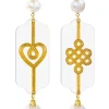 Orecchini Cuore E Infinito Plexi Trasparente Perla