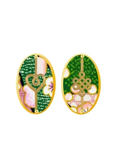 Orecchini Cuore E Infinito Clips Ovale Verde