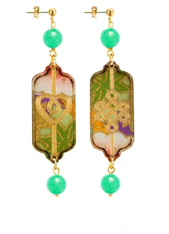 Orecchini Cuore E Infinito Mini Verde Giada