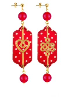 Orecchini Cuore E Infinito Mini Pois Rubino