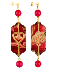 Orecchini Cuore E Infinito Mini Rubino