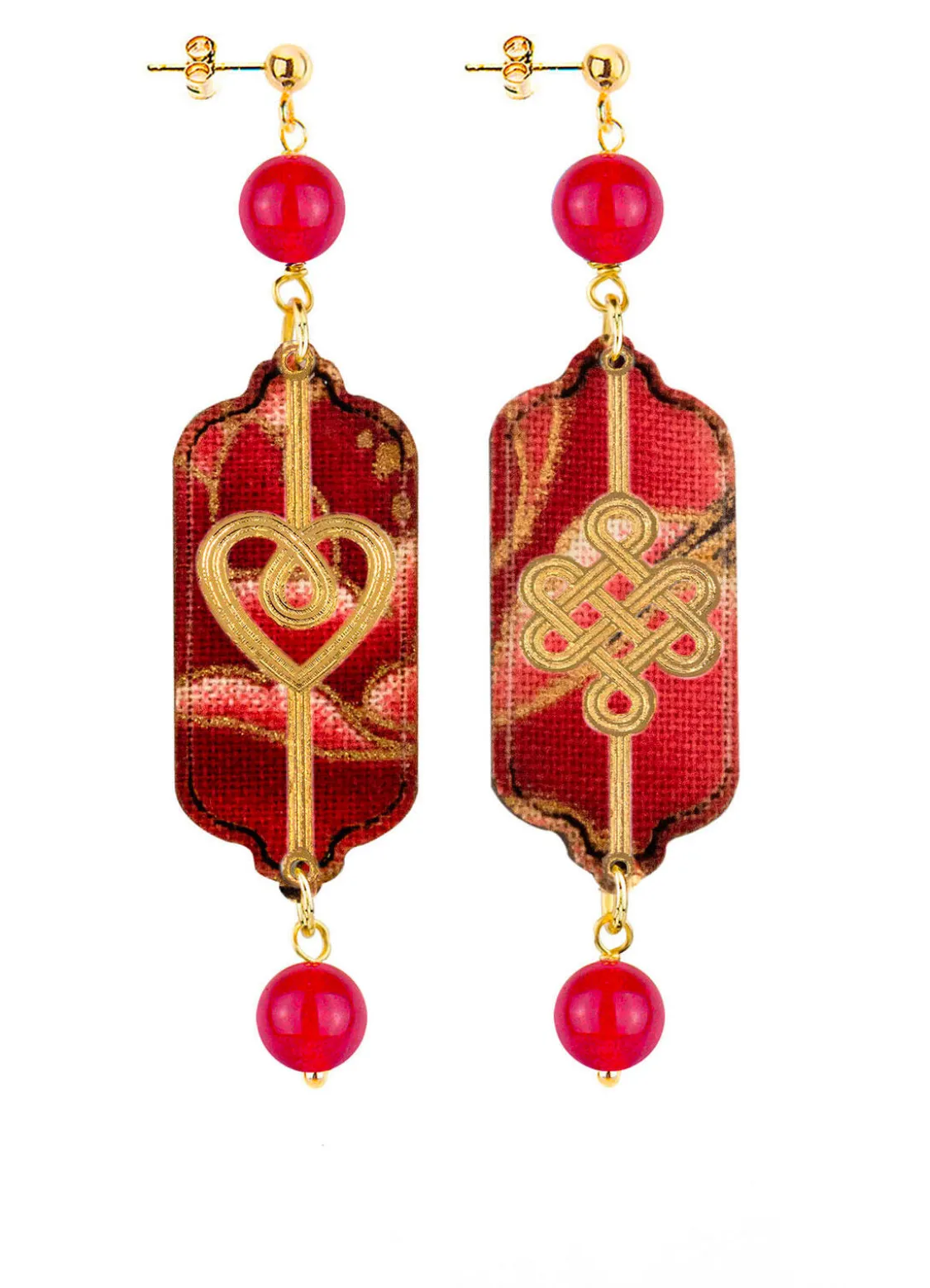 Orecchini Cuore E Infinito Mini Rubino