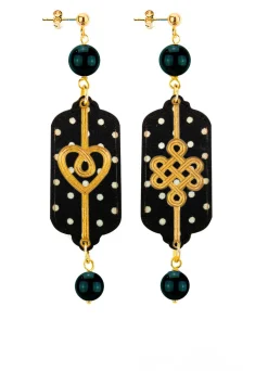 Orecchini Cuore E Infinito Mini Nero