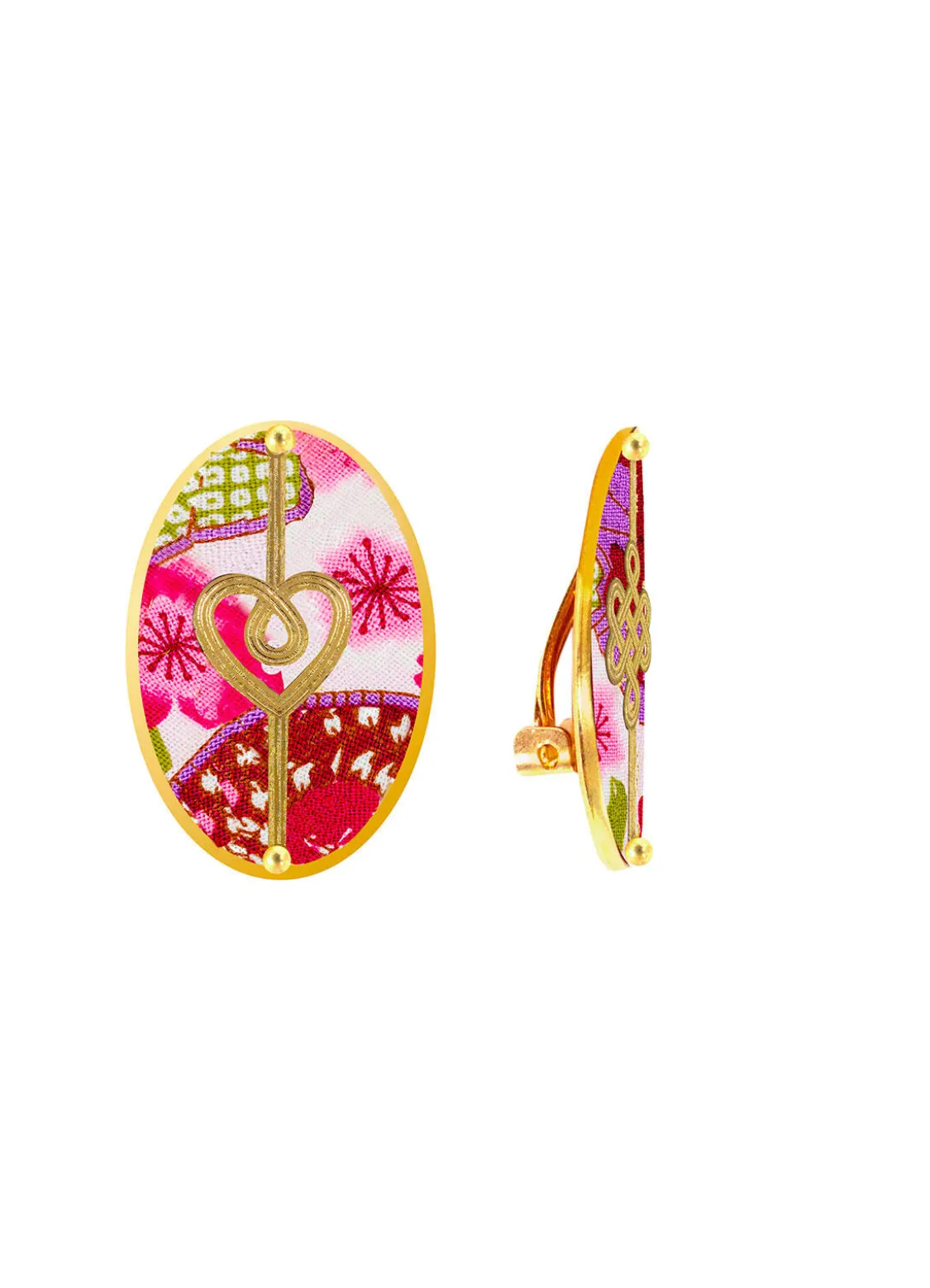 Orecchini Cuore E Infinito Clips Ovale Fucsia