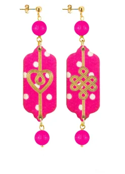 Orecchini Cuore E Infinito Mini Pois Fucsia