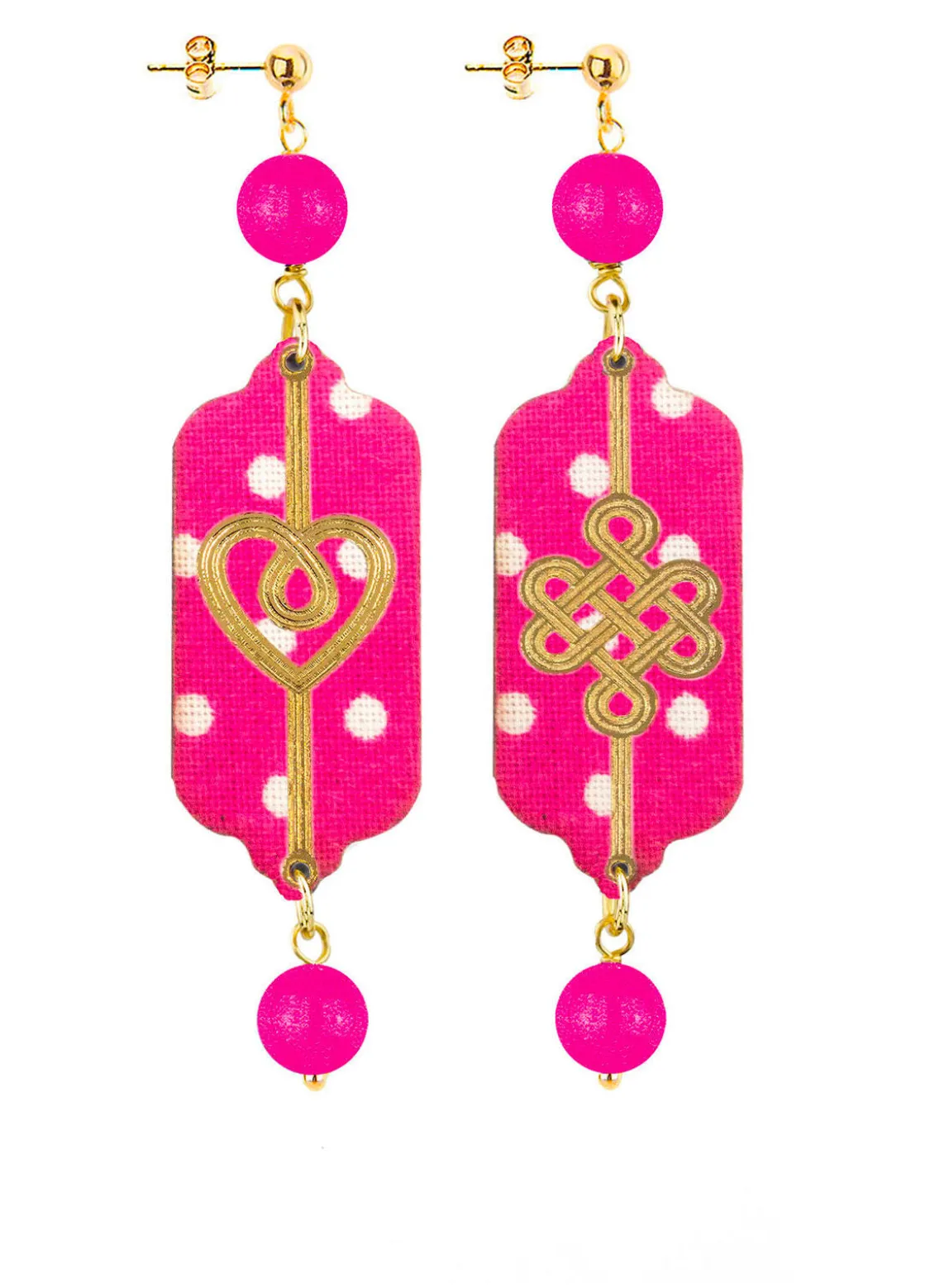 Orecchini Cuore E Infinito Mini Pois Fucsia