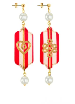 Orecchini Cuore E Infinito Mini Righe Perla