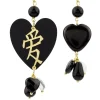 Orecchini Cuore Grande Plexi Nero