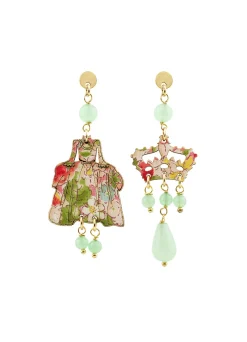 Orecchini Dama Mini Verde Giada