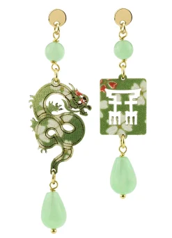 Orecchini Drago Mini Verde Giada