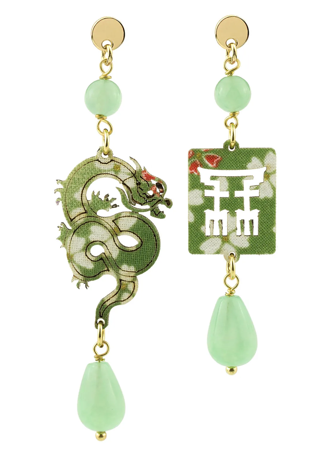 Orecchini Drago Mini Verde Giada