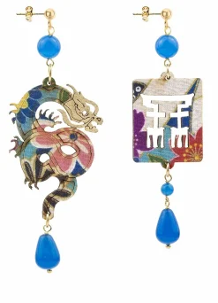 Orecchini Drago Pelle Azzurro