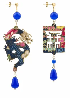 Orecchini Drago Pelle Blu