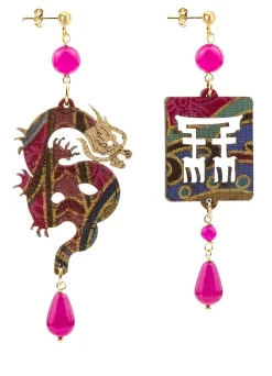 Orecchini Drago Pelle Fucsia