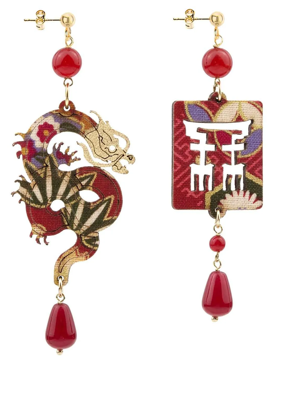 Orecchini Drago Pelle Rubino